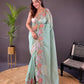 Floral Cross-Stitch Border Saree