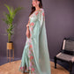 Floral Cross-Stitch Border Saree