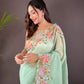 Floral Cross-Stitch Border Saree