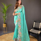 Floral Cross-Stitch Border Saree