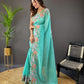 Floral Cross-Stitch Border Saree