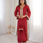 Mirror Work Natural Crepe Kurti Pant Set with Batwa for Festive Wear