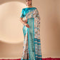 Floral Lichi Silk Saree with Zari Border
