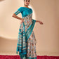 Floral Lichi Silk Saree with Zari Border