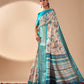 Floral Lichi Silk Saree with Zari Border