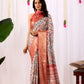 Floral Lichi Silk Saree with Zari Border