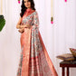 Floral Lichi Silk Saree with Zari Border