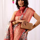 Floral Lichi Silk Saree with Zari Border