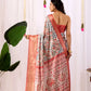 Floral Lichi Silk Saree with Zari Border