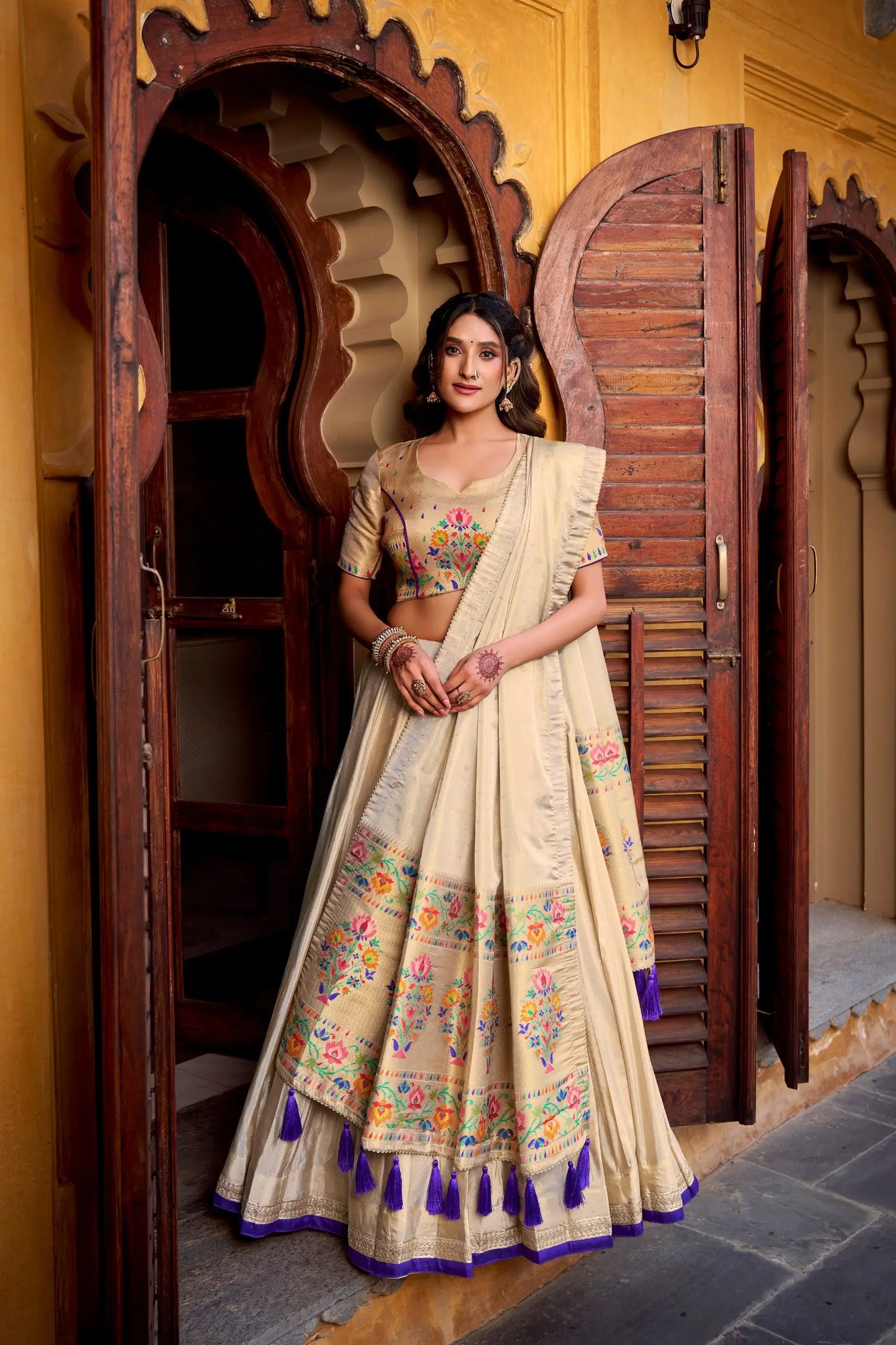 Paithani Zari Weaving Shimmer Lehenga Choli Set with Dupatta – Wedding & Festive Wear