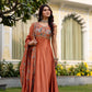 Embroidered Vichitra Silk Gown with Dupatta for Festive and Party Wear