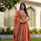 Embroidered Vichitra Silk Gown with Dupatta for Festive and Party Wear