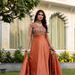 Embroidered Vichitra Silk Gown with Dupatta for Festive and Party Wear