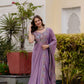 Embroidered Vichitra Silk Gown with Dupatta for Festive and Party Wear