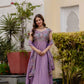 Embroidered Vichitra Silk Gown with Dupatta for Festive and Party Wear