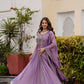 Embroidered Vichitra Silk Gown with Dupatta for Festive and Party Wear