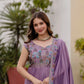 Embroidered Vichitra Silk Gown with Dupatta for Festive and Party Wear