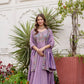 Embroidered Vichitra Silk Gown with Dupatta for Festive and Party Wear