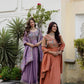 Embroidered Vichitra Silk Gown with Dupatta for Festive and Party Wear