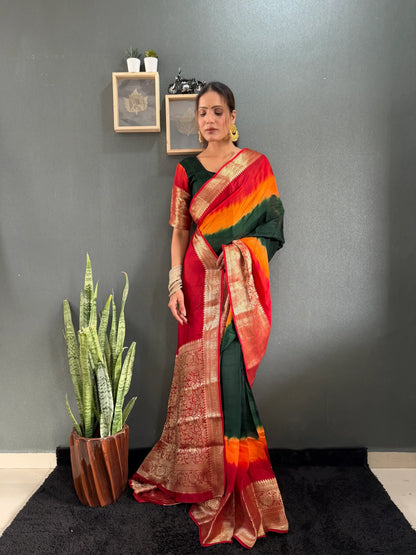 Bottle Green Shibori Gown
