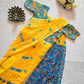 Marigold Kalamkari Gown Saree