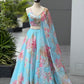 Sky Blue Floral Organza Lehenga Set