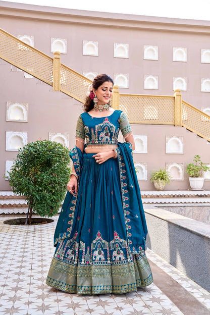 Embroidered Vichitra Silk Lehenga Choli Set
