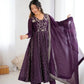Embroidered Crunchy Silk Anarkali Gown Set with Dupatta