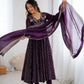Embroidered Crunchy Silk Anarkali Gown Set with Dupatta