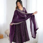 Embroidered Crunchy Silk Anarkali Gown Set with Dupatta