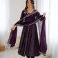 Embroidered Crunchy Silk Anarkali Gown Set with Dupatta