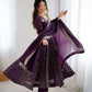 Embroidered Crunchy Silk Anarkali Gown Set with Dupatta