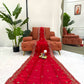 Crimson Red Silk Sequin Embroidered Saree