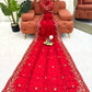 Crimson Red Silk Sequin Embroidered Saree