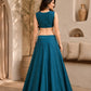 Teal Floral Embroidered Lehenga