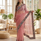 Rose Organza Silk Saree with Embroidery Border