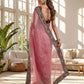 Rose Organza Silk Saree with Embroidery Border