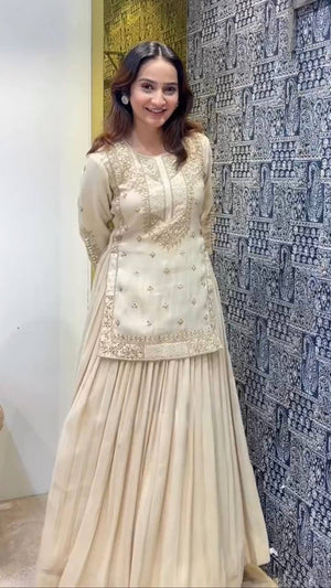 Ivory Moti Embroidered Lehenga