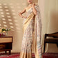 Floral Lichi Silk Saree with Zari Border