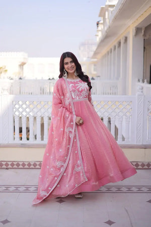 Fendy Silk Embroidered Anarkali Suit Set