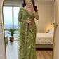 Moss Silk Leheriya Sequin Saree with Blouse