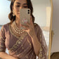 Moss Silk Leheriya Sequin Saree with Blouse