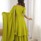 Parrot Green Embroidered Anarkali
