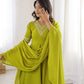 Parrot Green Embroidered Anarkali