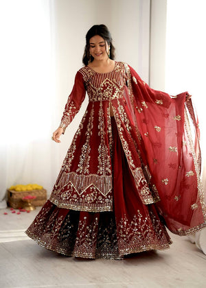 Silk Sequin Jacket Style Lehenga Set