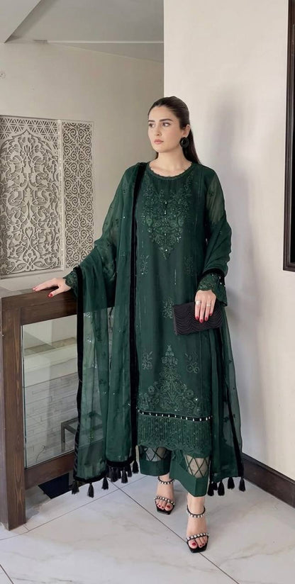 Sequin Embroidered Organza Suit