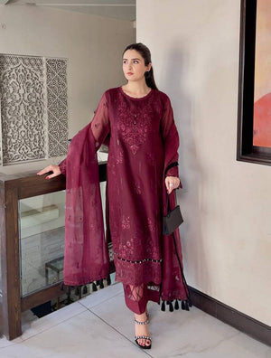 Sequin Embroidered Organza Suit