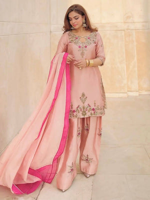 Blush Farshi Embroidered Suit