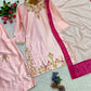 Blush Farshi Embroidered Suit