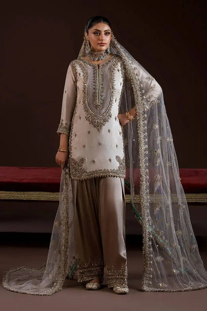 Crape Silk Embroidered Palazzo Suit Set for Wedding and Festive Wear